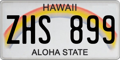 HI license plate ZHS899