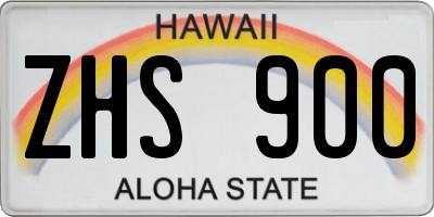 HI license plate ZHS900