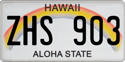 HI license plate ZHS903