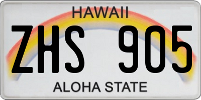 HI license plate ZHS905
