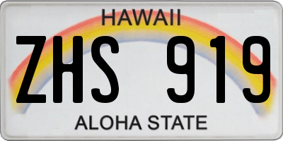 HI license plate ZHS919