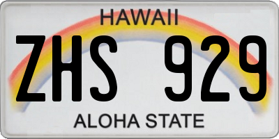 HI license plate ZHS929