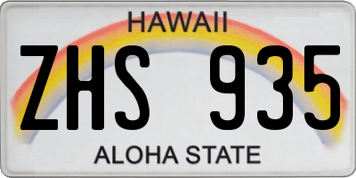 HI license plate ZHS935