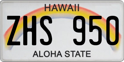 HI license plate ZHS950
