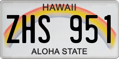 HI license plate ZHS951