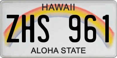 HI license plate ZHS961