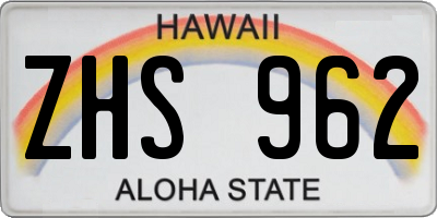 HI license plate ZHS962