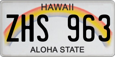 HI license plate ZHS963