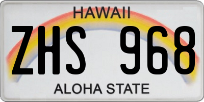 HI license plate ZHS968
