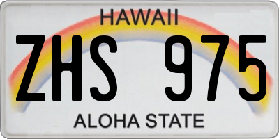 HI license plate ZHS975