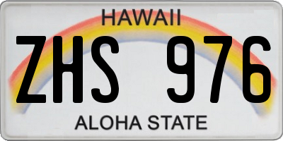 HI license plate ZHS976