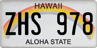 HI license plate ZHS978