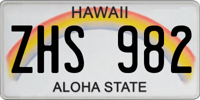 HI license plate ZHS982