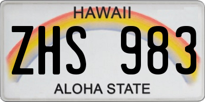 HI license plate ZHS983