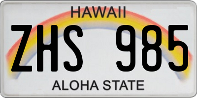 HI license plate ZHS985