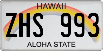 HI license plate ZHS993