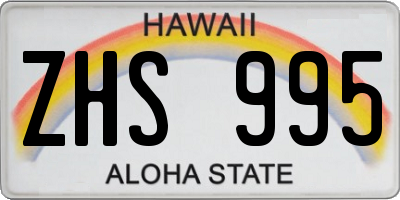 HI license plate ZHS995