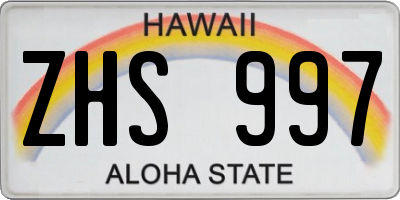 HI license plate ZHS997