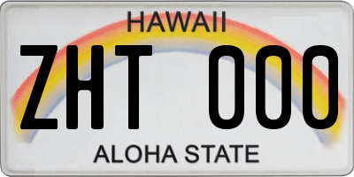 HI license plate ZHT000