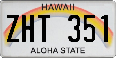 HI license plate ZHT351