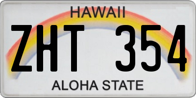 HI license plate ZHT354