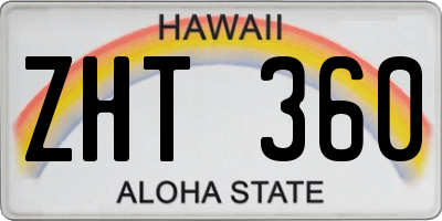 HI license plate ZHT360