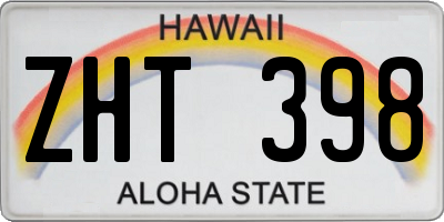 HI license plate ZHT398