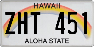 HI license plate ZHT451