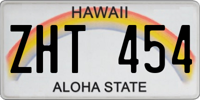 HI license plate ZHT454