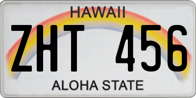 HI license plate ZHT456