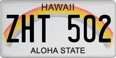 HI license plate ZHT502