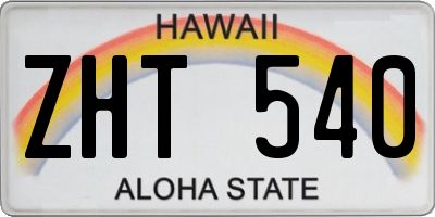 HI license plate ZHT540