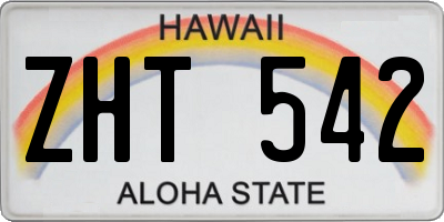 HI license plate ZHT542