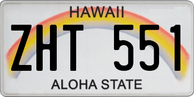 HI license plate ZHT551