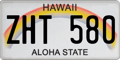 HI license plate ZHT580
