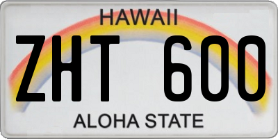 HI license plate ZHT600