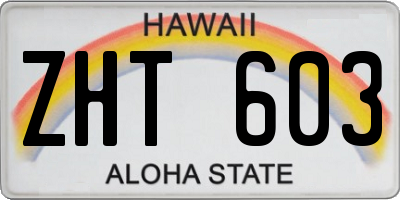 HI license plate ZHT603