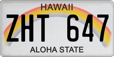 HI license plate ZHT647