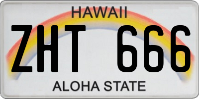 HI license plate ZHT666