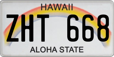 HI license plate ZHT668