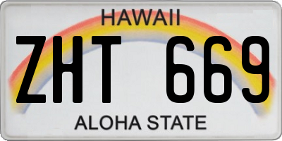 HI license plate ZHT669