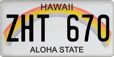 HI license plate ZHT670