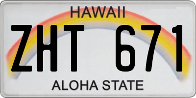 HI license plate ZHT671