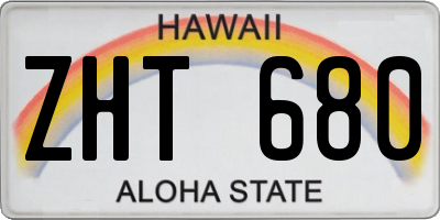 HI license plate ZHT680