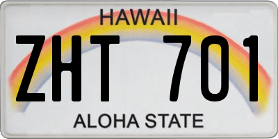 HI license plate ZHT701