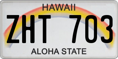 HI license plate ZHT703