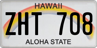 HI license plate ZHT708