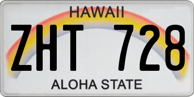 HI license plate ZHT728