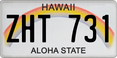 HI license plate ZHT731