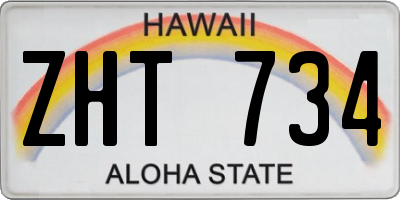 HI license plate ZHT734